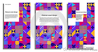 Cover design set bauhaus minimal 20s geometric style with geometry figures and shapes circle, triangle. square. Human psychology Vector Illustration