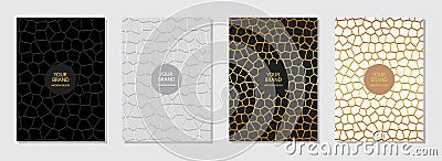 Cover design set, vertical vector templates. Geometric stylish 3d, embossed, mosaic pattern, frame for text. Vector Illustration