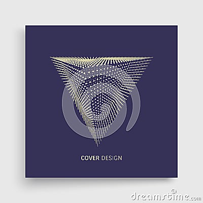 Cover design template. Pyramid. Object with dots. Molecular grid. 3d technology style with particle. Vector illustration. Vector Illustration