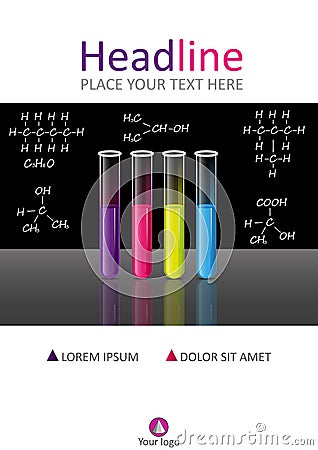 Cover design template with test tubes set Vector Illustration