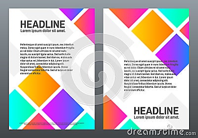 Cover Design. Templates with bright gradients. Color squares on white background. Abstract geometric shapes. Trendy Vector Illustration