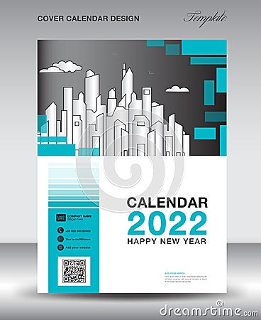 Cover design vector for Calendar 2022 template, Flyer, Brochure, annual report, Book, magazine, newsletter. Blue cover design Vector Illustration