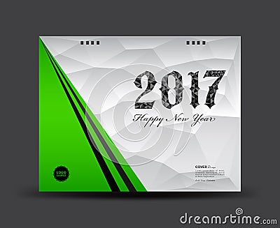 Cover Desk Calendar 2017, happy new year 2017, book cover Vector Illustration