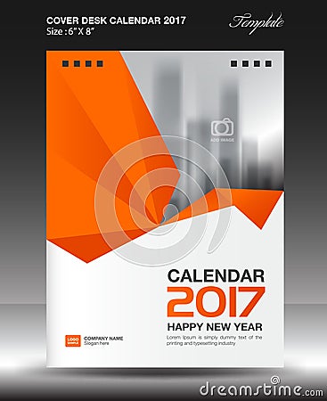 Cover Desk calendar 2017 year Size 6x8 inch vertical Vector Illustration