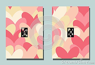 Cover with graphic elements - hearts. Vector Illustration