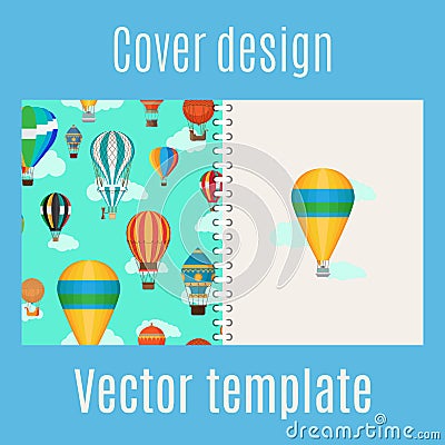 Cover with hot air balloons pattern Vector Illustration