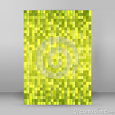 Cover page A4 brochure green mosaic background page layout Vector Illustration