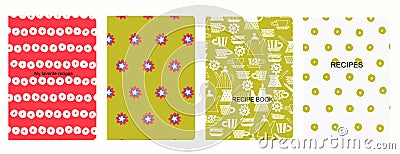 Cover page vector templates for dessert recipes books. Based on seamless patterns. Headers isolated and replaceable Vector Illustration