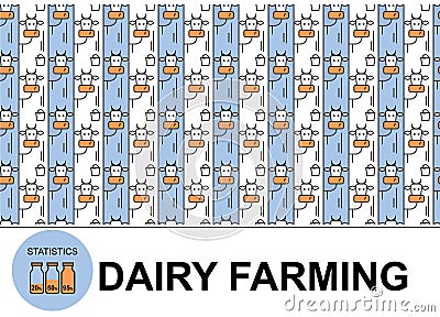 Cover for presentation or report on agriculture, dairy farming Vector Illustration