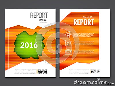 Cover Report Business Orange Green Hole Geometric pattern Design Background, Magazine Cover, Brochure Book Cover Vector Illustration