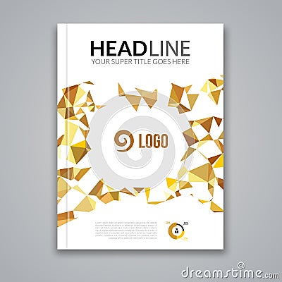 Cover report colorful gold triangle geometric prospectus design background, cover flyer magazine, brochure book cover Vector Illustration