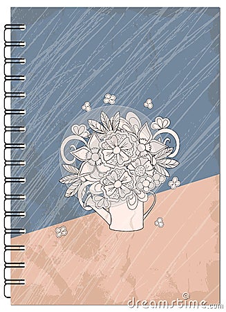 Cover retro design with bouquet of the notebook Vector Illustration