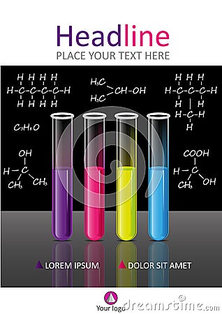 Cover template design with test tubes set. Vector. Vector Illustration