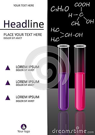 Cover template design with test tubes set. Vector. Vector Illustration