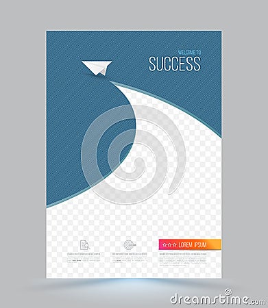 Cover template with paper origami airplane. Stock Photo