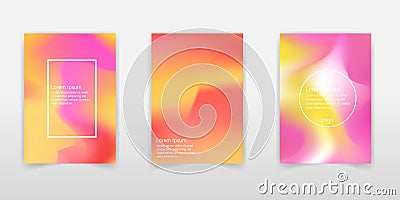 Cover templates with holographic effect. Vector hologram backgrounds for flyers, banners, brochure, placard, poster, card design. Vector Illustration