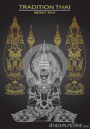 Cover tradition thai Buddha Jewelry Set Vector Illustration