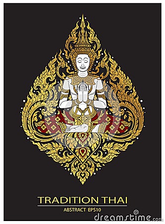 Cover tradition thai Buddha Jewelry Set Vector Illustration