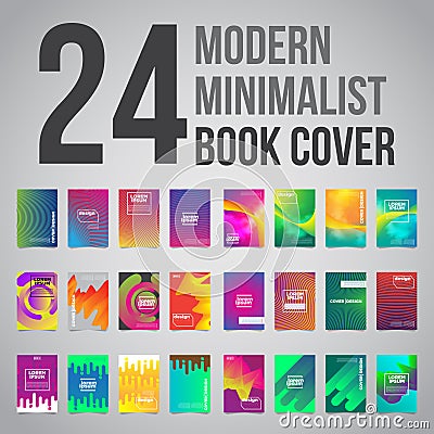 Bundle of 24 Colorful Futuristic Minimalist Covers Design. EPS10 Vector Illustration. Vector Illustration