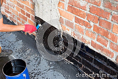 Covered brick wall primer Stock Photo