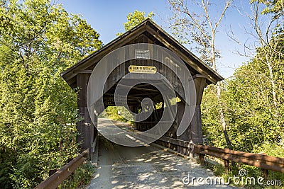 Covered Bridge Gold Brook in Stowe Vermont Stock Photo