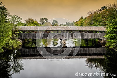 Covered Bridge - Maine Stock Photo