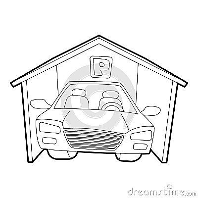 Covered car parking icon, isometric 3d style Vector Illustration