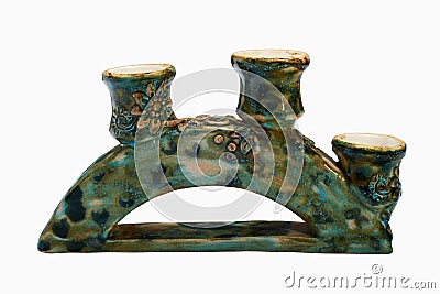 Covered with glaze colorful handmade candlestick Stock Photo