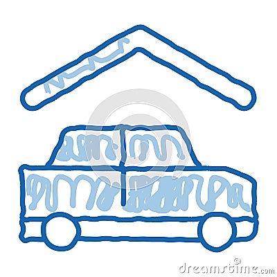Covered Parking doodle icon hand drawn illustration Vector Illustration