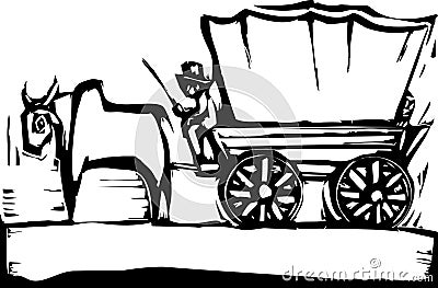 Covered Wagon Vector Illustration