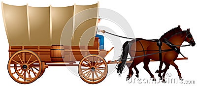 Covered Wagon Vector Illustration