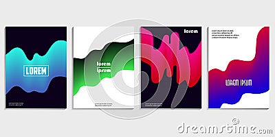 Covers design set for brochure with abstract gradient pattern, flow and wave effect. Collection of modern trendy vector. Vector Illustration