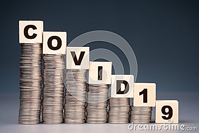 Covid-19 Affect Money Step Down Stock Photo