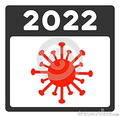 2022 Covid Calendar Page Raster Flat Icon Cartoon Illustration