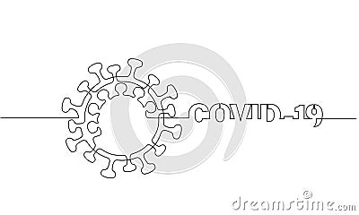 COVID-19 continuous one line symbol. Concept Coronavirus Vector Illustration