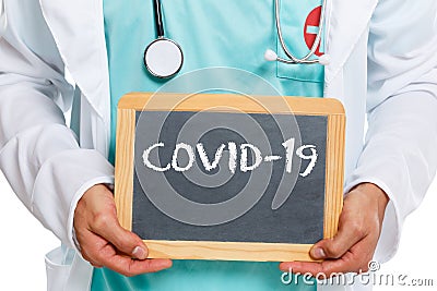 COVID-19 COVID Corona virus coronavirus disease doctor ill illness health slate Stock Photo