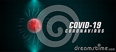 Covid-19 coronavirus banner with red infected virus Vector Illustration