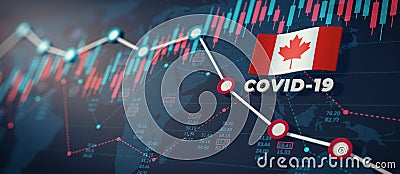 COVID-19 Coronavirus Canada Economic Impact Concept Image Cartoon Illustration