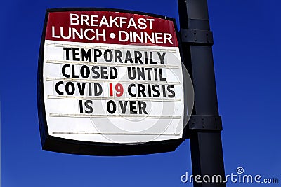 Covid -19 Coronavirus Closed Restaurant Dining Food Business Quarantine Stock Photo
