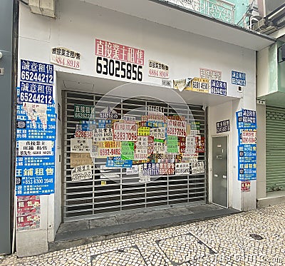 Covid-19 Coronavirus Crisis China Macau Macao Retail Shops Rental Market Shutdowns Closed for business Editorial Stock Photo