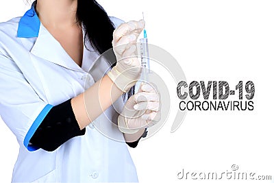 Covid-19 coronavirus desease outbreak poster with lettering Stock Photo