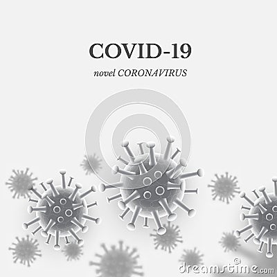 COVID-19 Coronavirus header design concept. Viruses on gray banner. Vector illustration. Vector Illustration