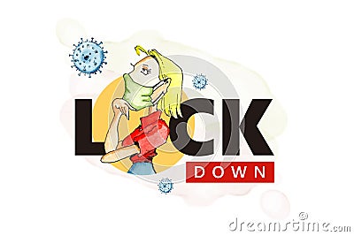 Covid coronavirus in illustration watercolor to describe about lockdown area Vector Illustration