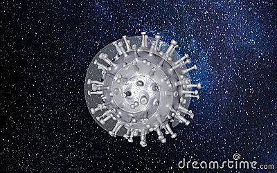 COVID-19 Coronavirus microscopic virus in space like a moon Stock Photo