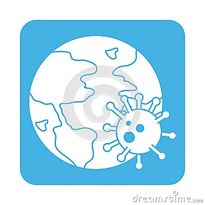 Covid 19 coronavirus pandemic disease world spread block style icon Vector Illustration