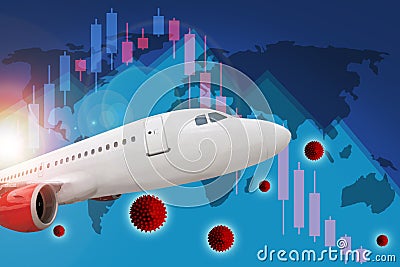 Covid-19 Coronavirus Pandemic Impact on Airline and Travel Industry Stock Photo