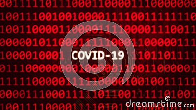 COVID-19, The Coronavirus scientific code text on random binary code red screen Stock Photo