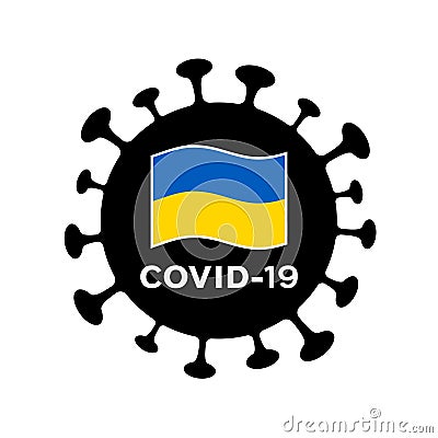 COVID-19 coronavirus and Ukraine flag Vector Illustration