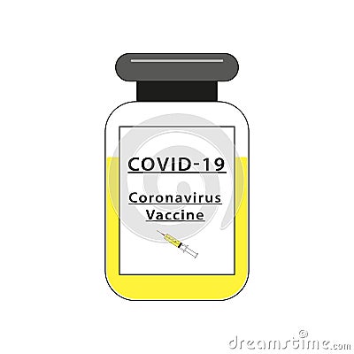 Covid-19 Coronavirus vaccine ampoul to fight the pandemic.Web icon. Flat vector illustration,isolated on white background Vector Illustration