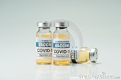 Covid 19 coronavirus vaccine in glass flask for immunity Stock Photo